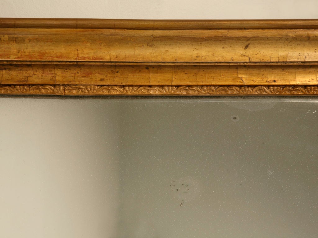 Original Gilt Framed Antique French Sugared Mirror In Good Condition In Chicago, IL