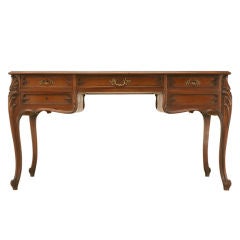 Vintage c.1930 French Figured Walnut Louis XV Desk w/Leather Top