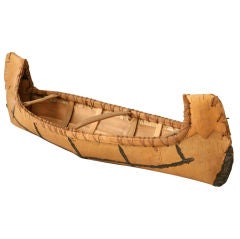 Vintage Native American Indian Birch Bark Toy Canoe