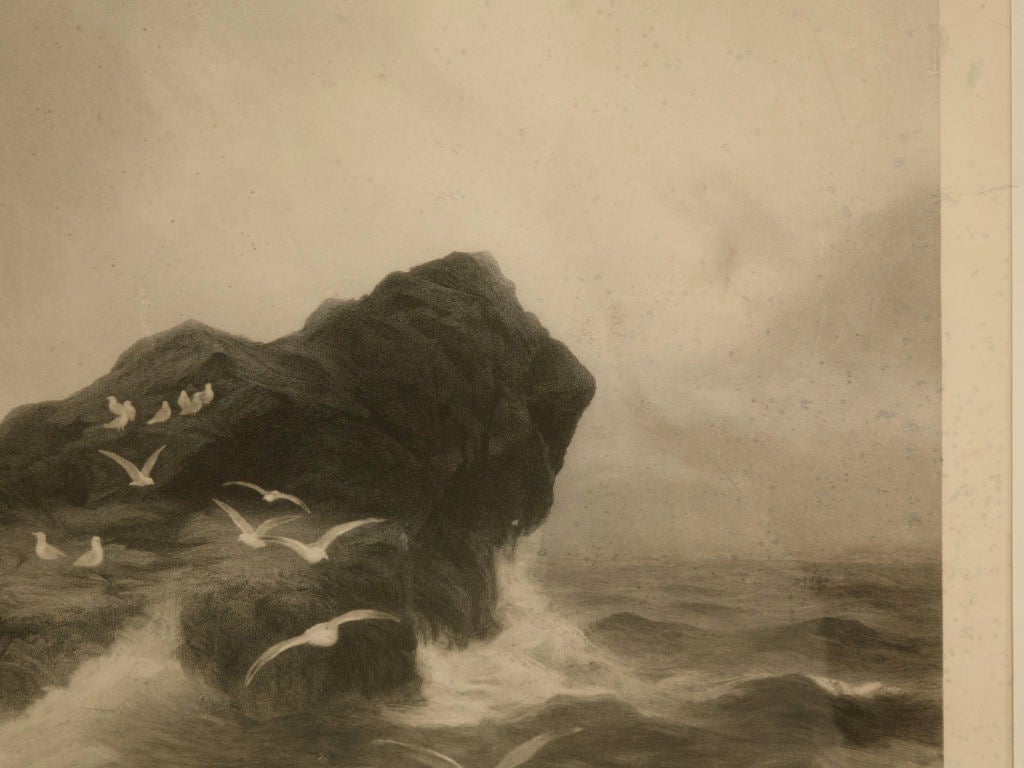 Lithographie originale du 19ème siècle signée Joseph B. Pruitt représentant des vagues se déchaînant Bon état - En vente à Chicago, IL