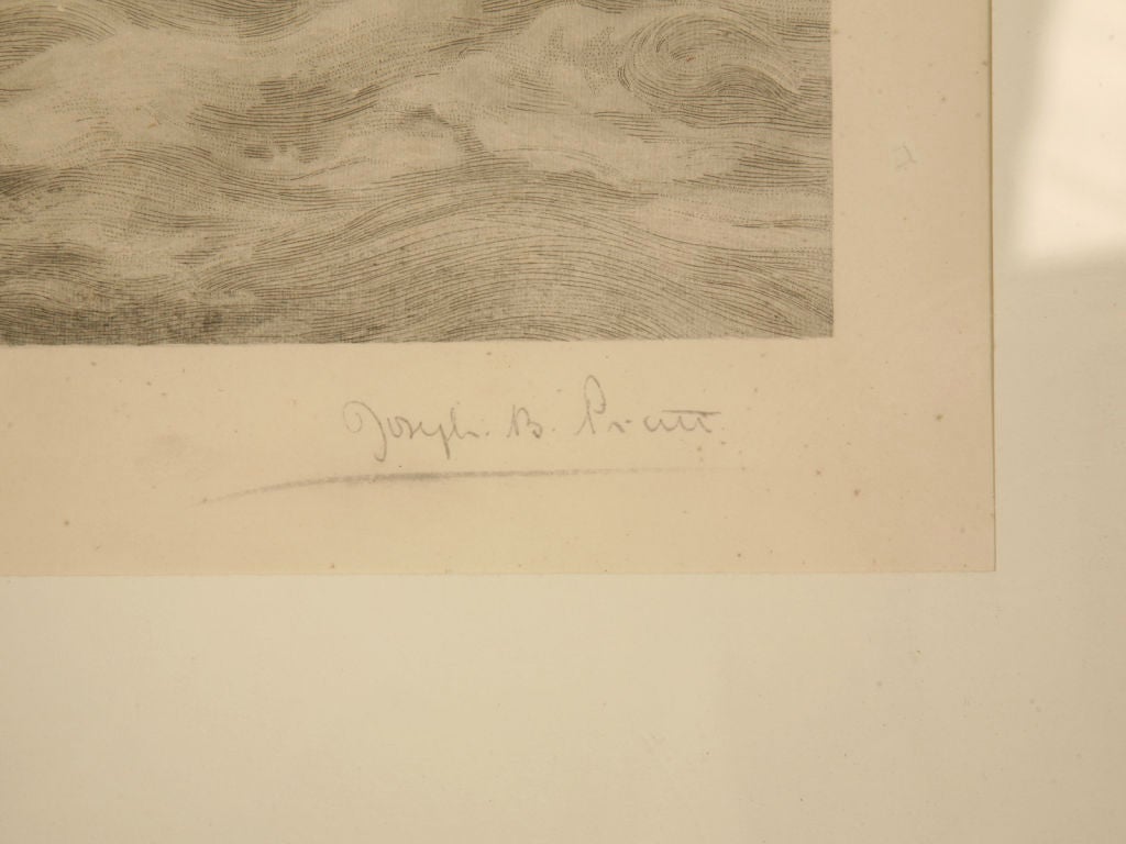 Late 19th Century Joseph B. Pruitt Signed Original 19th Century Lithograph of Waves Crashing For Sale