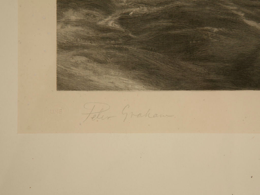 Paper Joseph B. Pruitt Signed Original 19th Century Lithograph of Waves Crashing For Sale