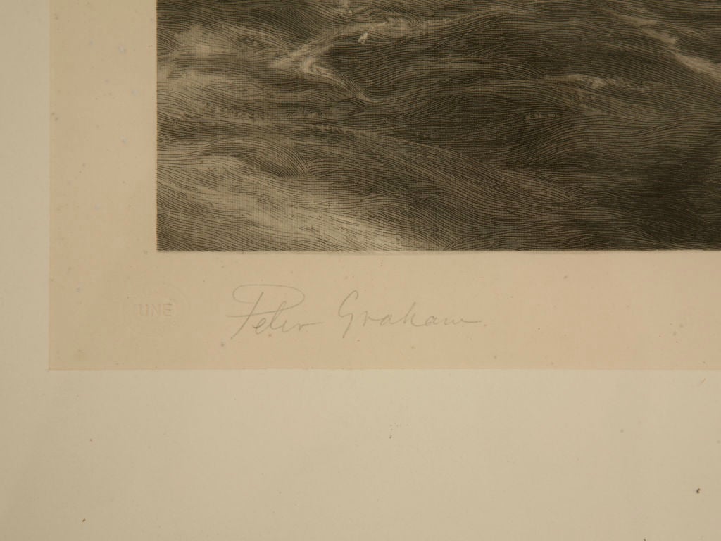 Joseph B. Pruitt Signed Original 19th Century Lithograph of Waves Crashing For Sale 1