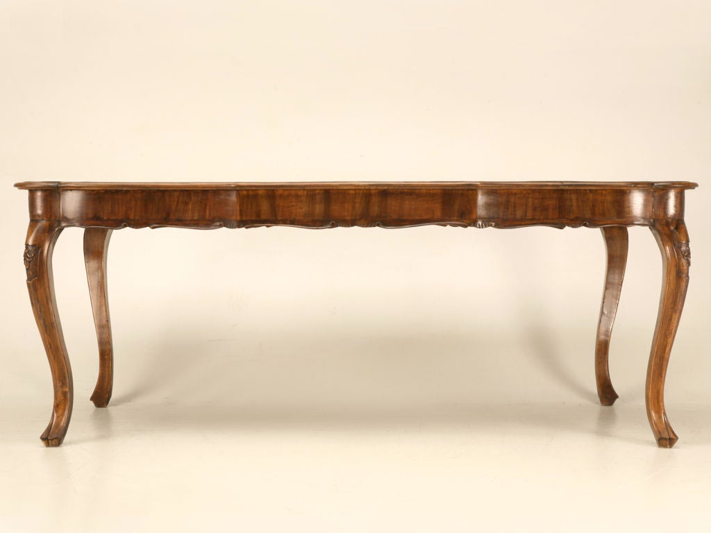 Exotic Antique Hand-Carved Italian Oystered Olive Wood Dining Table 1