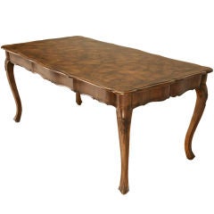 Exotic Antique Hand-Carved Italian Oystered Olive Wood Dining Table