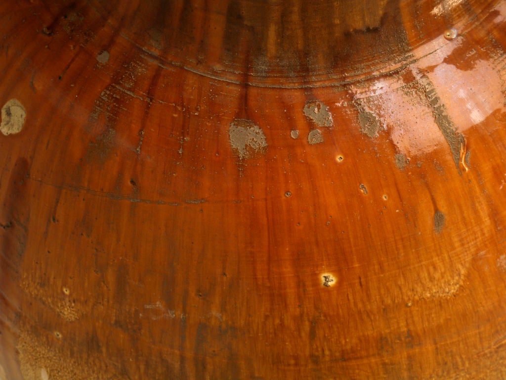 19th Century Italian Enameled Terracotta Olive Oil Jar from Puglia Region