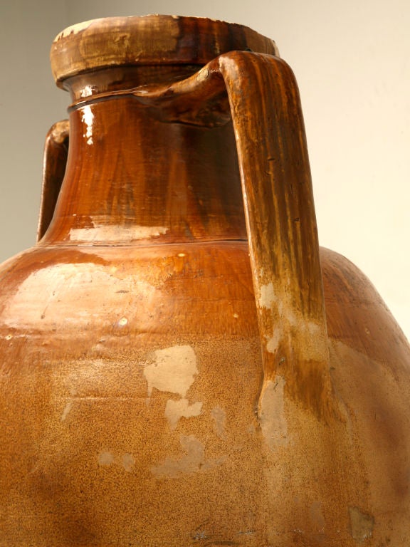 Italian Enameled Terracotta Olive Oil Jar from Puglia Region 1