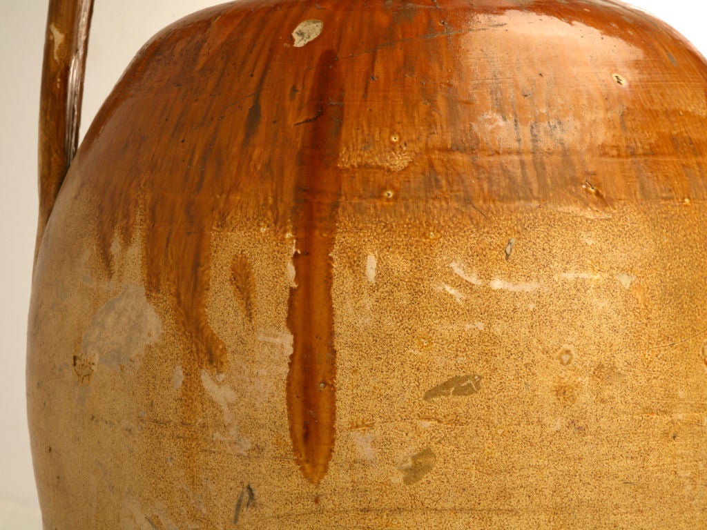Italian Enameled Terracotta Olive Oil Jar from Puglia Region 2