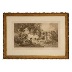 Original Antique French Print of Frolicking Muses dated 1906