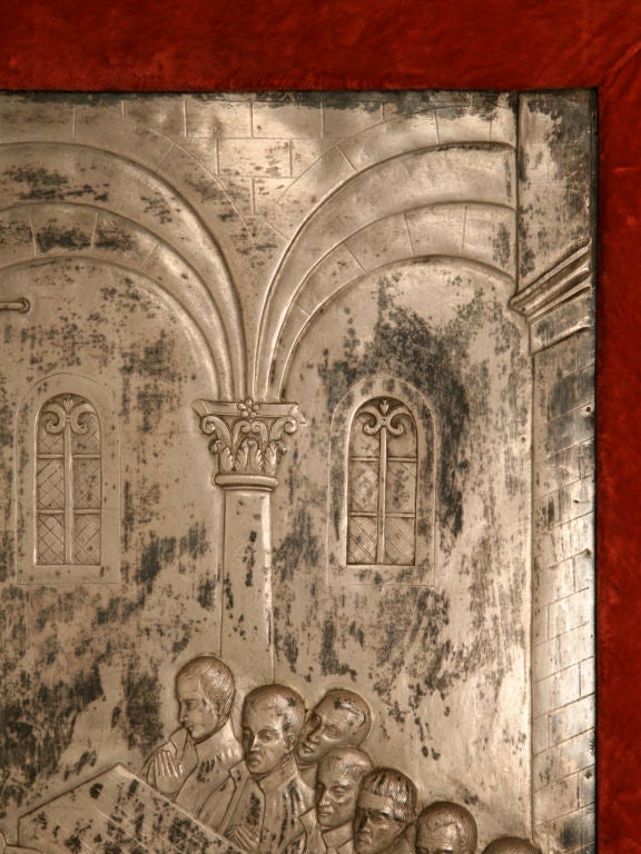 Antique French Silvered Religious Wall Relief