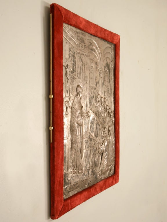 Antique French Silvered Religious Wall Relief 3