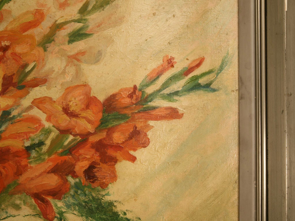 Canvas Vintage French Gladiola Still Life Painting