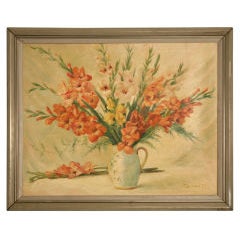 Vintage French Gladiola Still Life Painting 8
