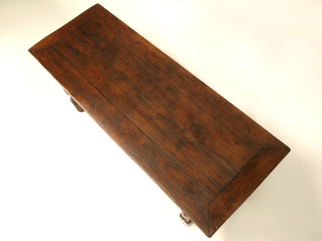Original 17th C. Rustic Spanish Oak Console or Sofa Table
