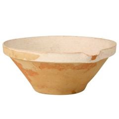 Large Original Antique French Glazed Terracotta Tian/Bowl