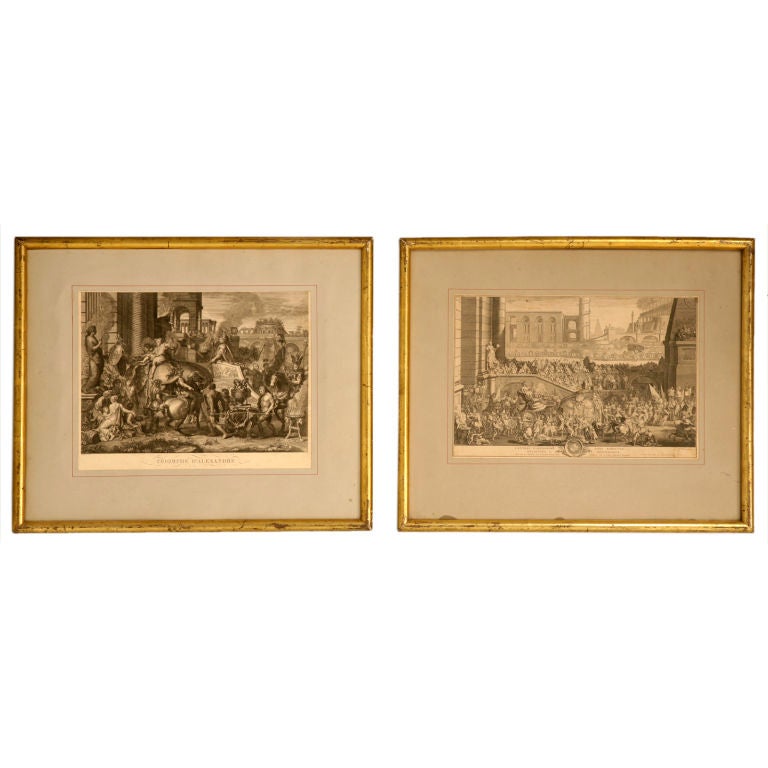 Pair of Original Antique French Triumph Etchings For Sale