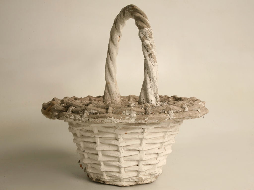 Large Vintage English Cement Garden Basket 7