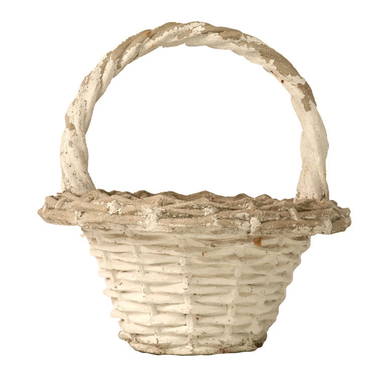 Large Vintage English Cement Garden Basket