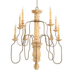 Large Antique Italian Hand-Carved 10 Light Chandelier (1 of 2)