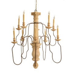 Large Antique Italian Hand-Carved 10 Light Chandelier (1 of 2)