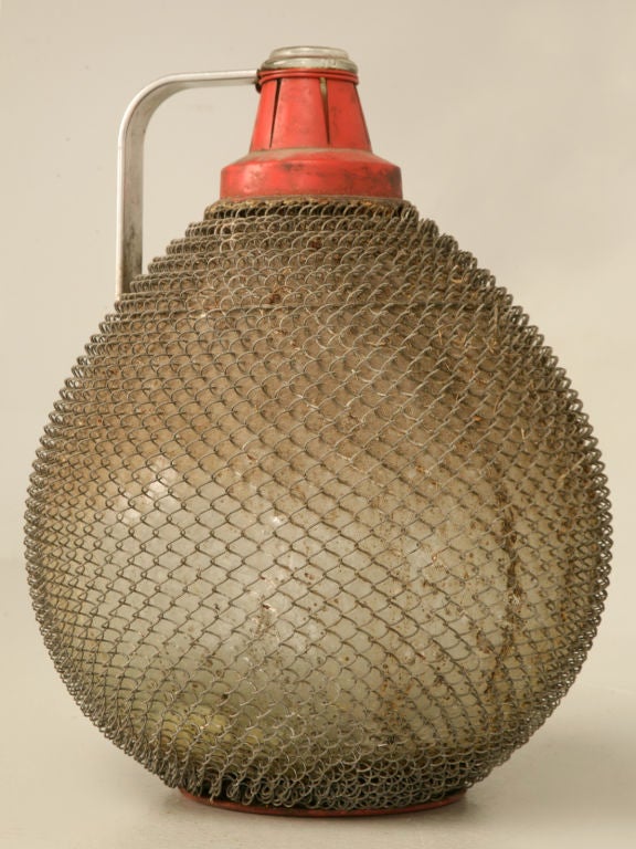 20th Century Vintage French Wire Mesh Encapsulated Wine Bottle