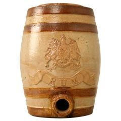 Original Antique English Salt Glazed Barrel-Form "Rum" Crock