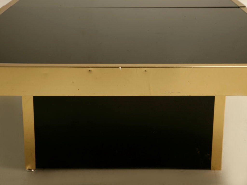 Vintage French Modern Black & Brass Hidden Bar Coffee Table 5
