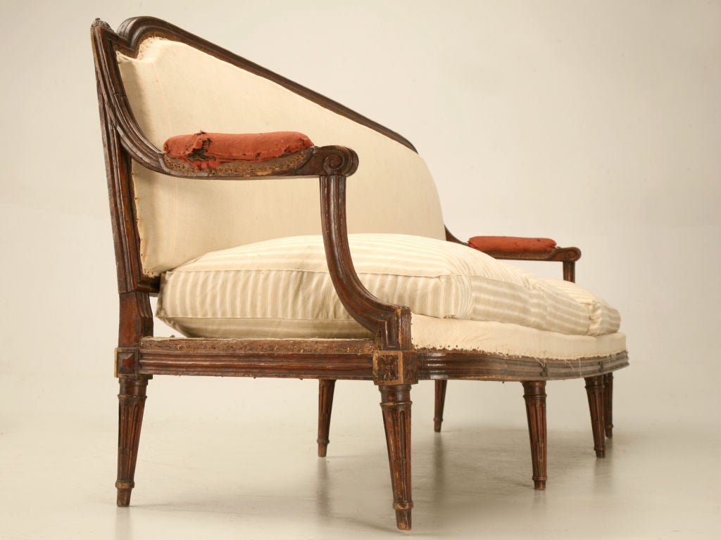 C.1780 Original French Walnut Louis XVI 84" Sofa or Settee
