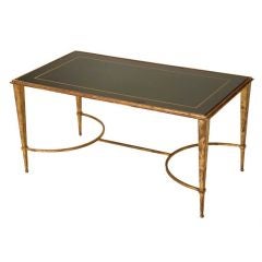 Vintage French Gilt Mirrored Top Coffee Table by Jacques Adnet