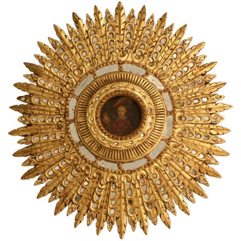 Outrageous Original Venetian Sunburst Framed Oil Painting