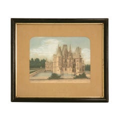 Original 19th C. French Chateau Watercolor-Signed & Dated