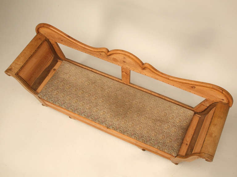 Dutch 19th C. Danish Pine Sleeping Bench W/Curves in All the Right Places