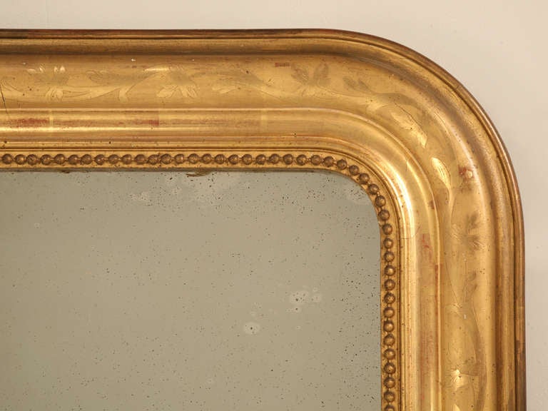 19th Century Original Antique French Louis Philippe Gilt Mirror, 1stdibs New York