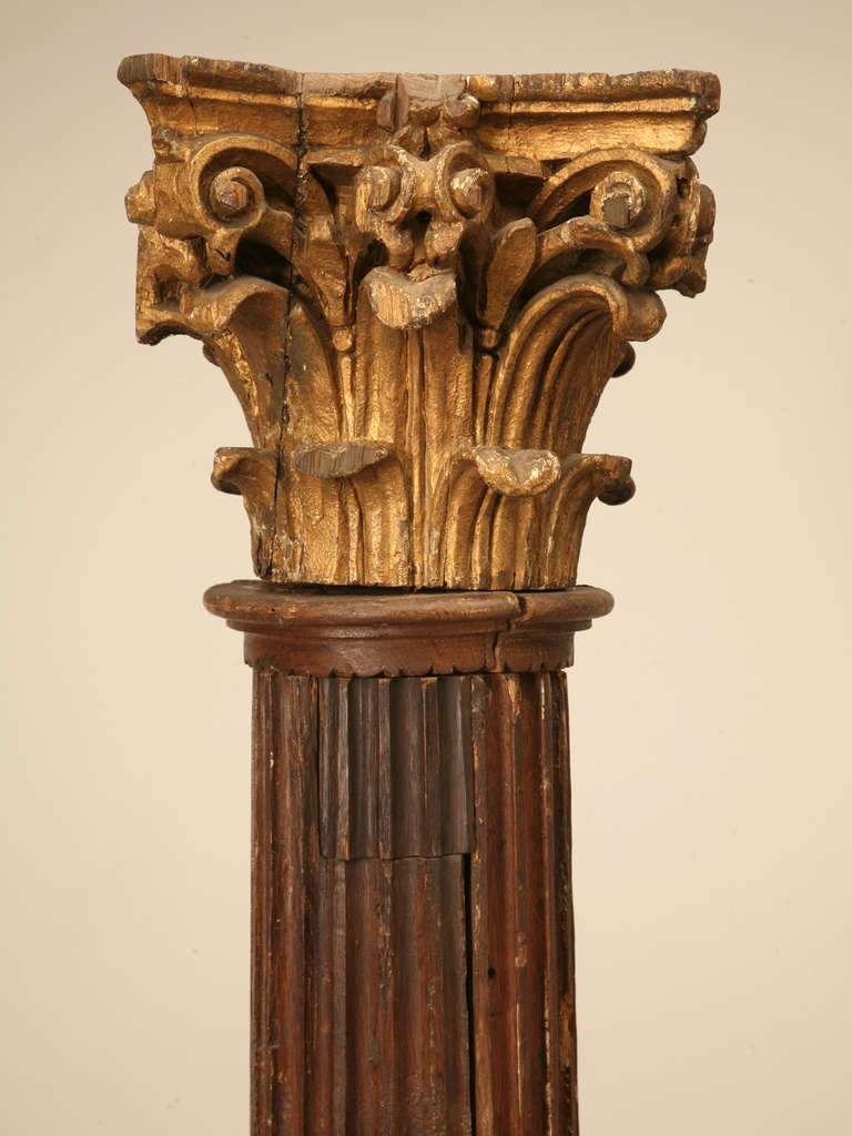19th Century Pair of French White Oak Corinthian Columns