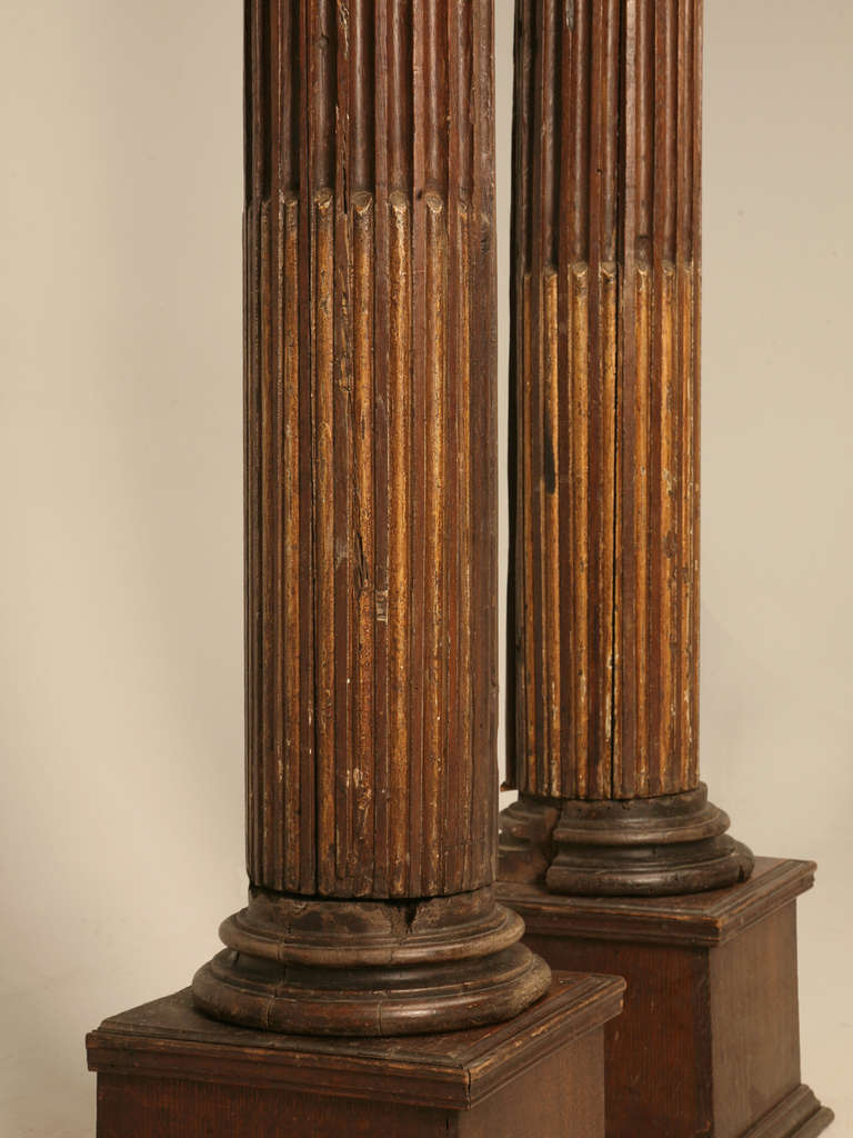 Pair of French White Oak Corinthian Columns 3