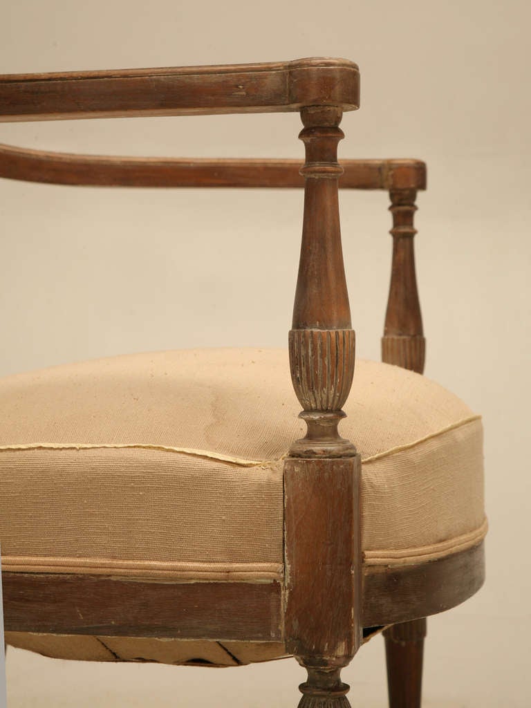 Hardwood French Pair of Directoire Style Armchairs with Incredible Patina, '4' Available For Sale