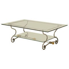 French Glass, Steel and Brass Two-Tier Coffee Table 6