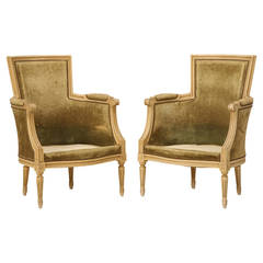Louis XVI Style Bergere Chairs in Original Paint 11