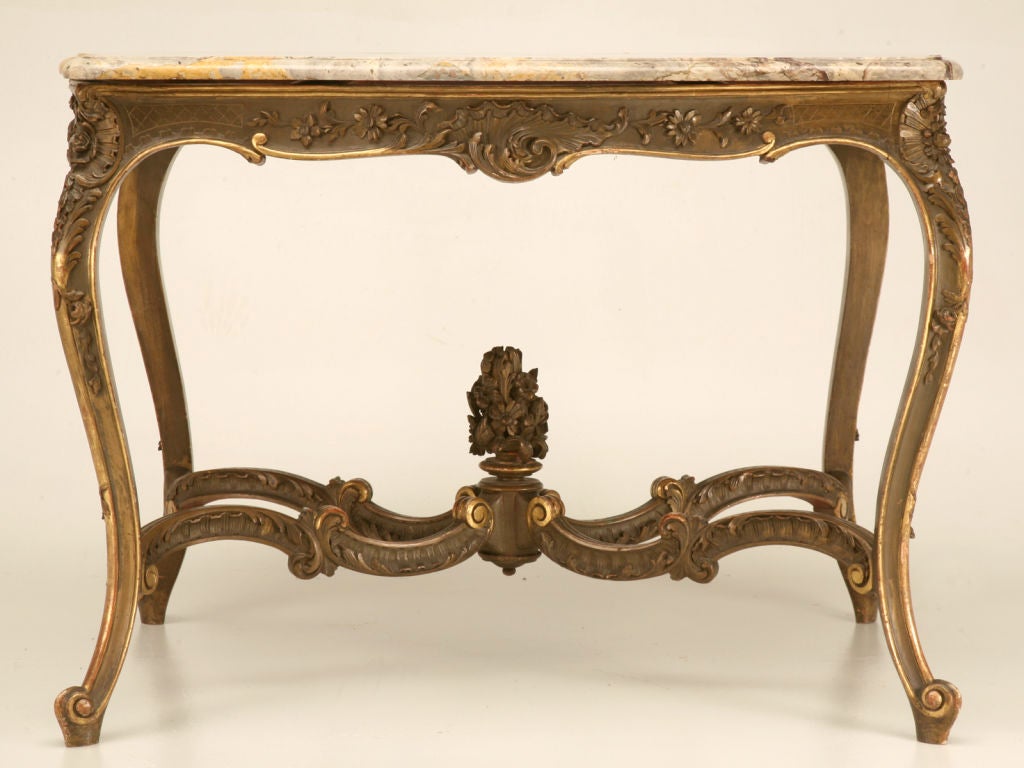 18th Century and Earlier 18th Century French Louis XV Style Table with Original Marble