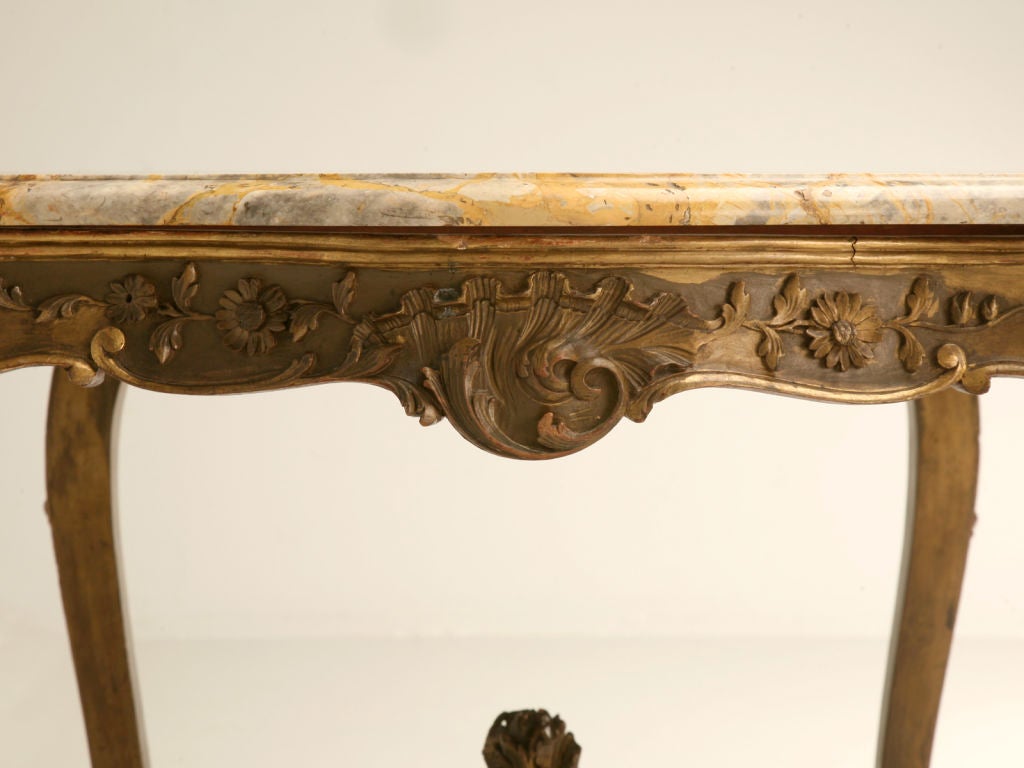 18th Century French Louis XV Style Table with Original Marble 2