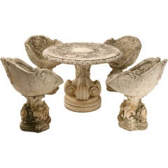 Original Antique Italian Grotto Style 5 Piece Outdoor Garden Set