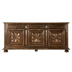 Rustic French Louis XIII Solid Oak 3 over 3 Buffet-Looks 18th C.