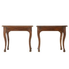Pair of Handmade French Solid Oak End Tables w/Hoof Feet