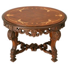Petite French Heavily Carved Oval Coffee/Tea Table w/Marquetry