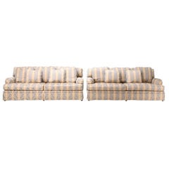 Matching Pair of  Vintage "Baker" Upholstered Sofas