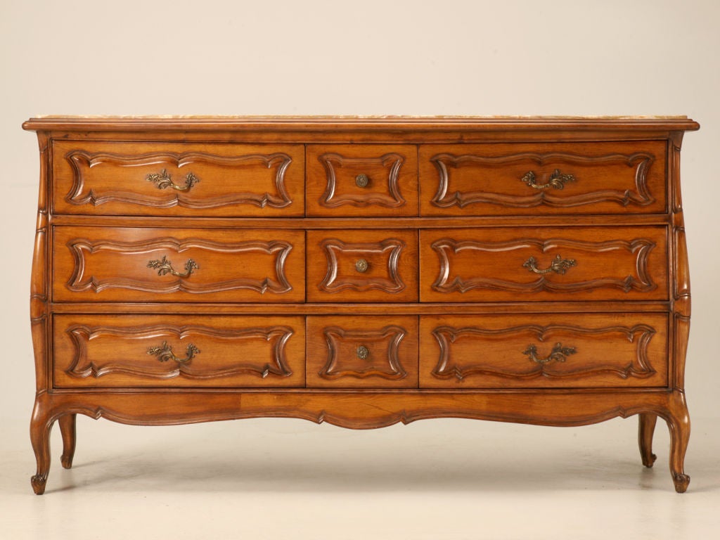 Vintage Italian 9 Drawer Bombe Style Dresser w/Exotic Stone Top