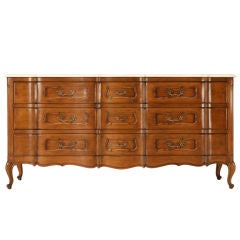 Used French Louis XV Style 9 Drawer Dresser w/Marble Top