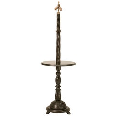 Magnificent Hand-Carved Antique French Floor Lamp w/Table