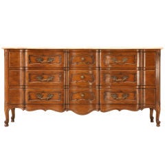 Used French Louis XV Style 9 Drawer Dresser w/Marble Top