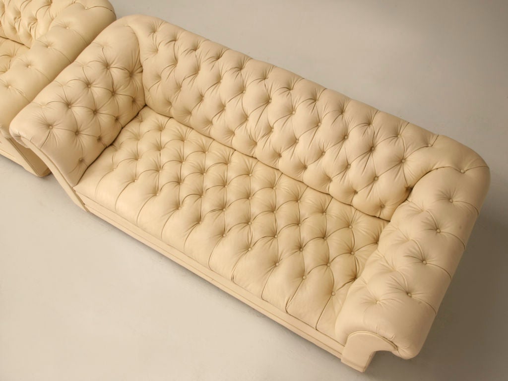 cream leather chesterfield sofa